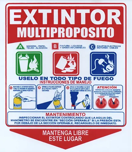 Señalización de extintores para identificación de equipos contra incendios